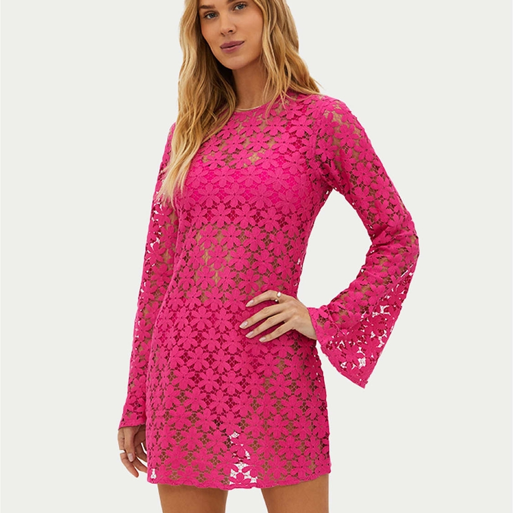 BEACHRIOT Pink Lace Swim Cover-Up